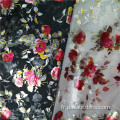 tissu de dentelle imprimé floral en feuille de maille extensible